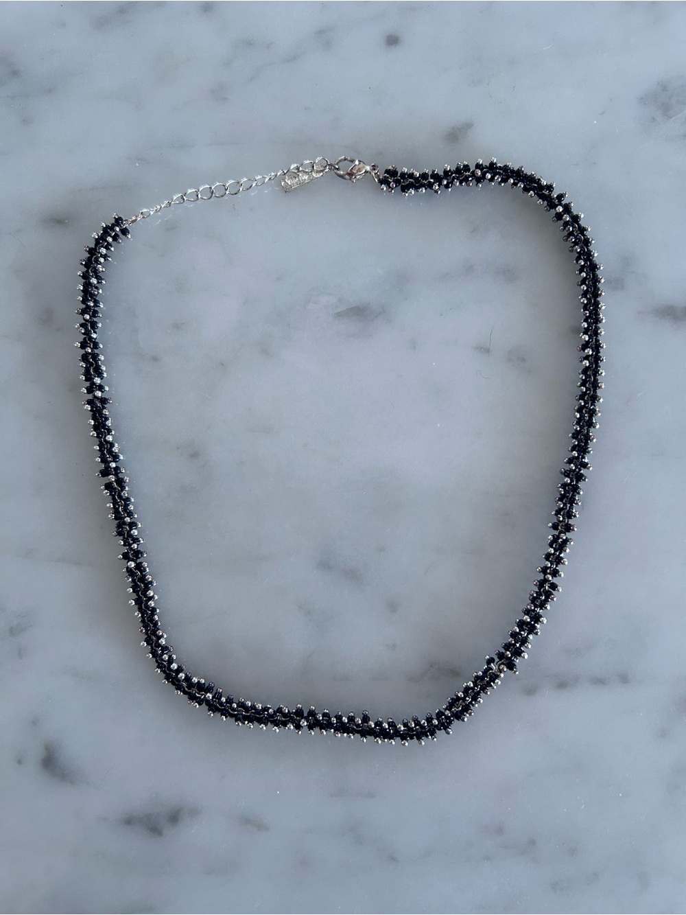 Napier Black Beaded Necklace with Silver Accents